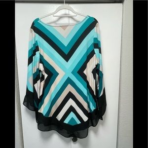 EUC Embellished Stripes Alfani Long Sleeved Blouse Women’s size 2X